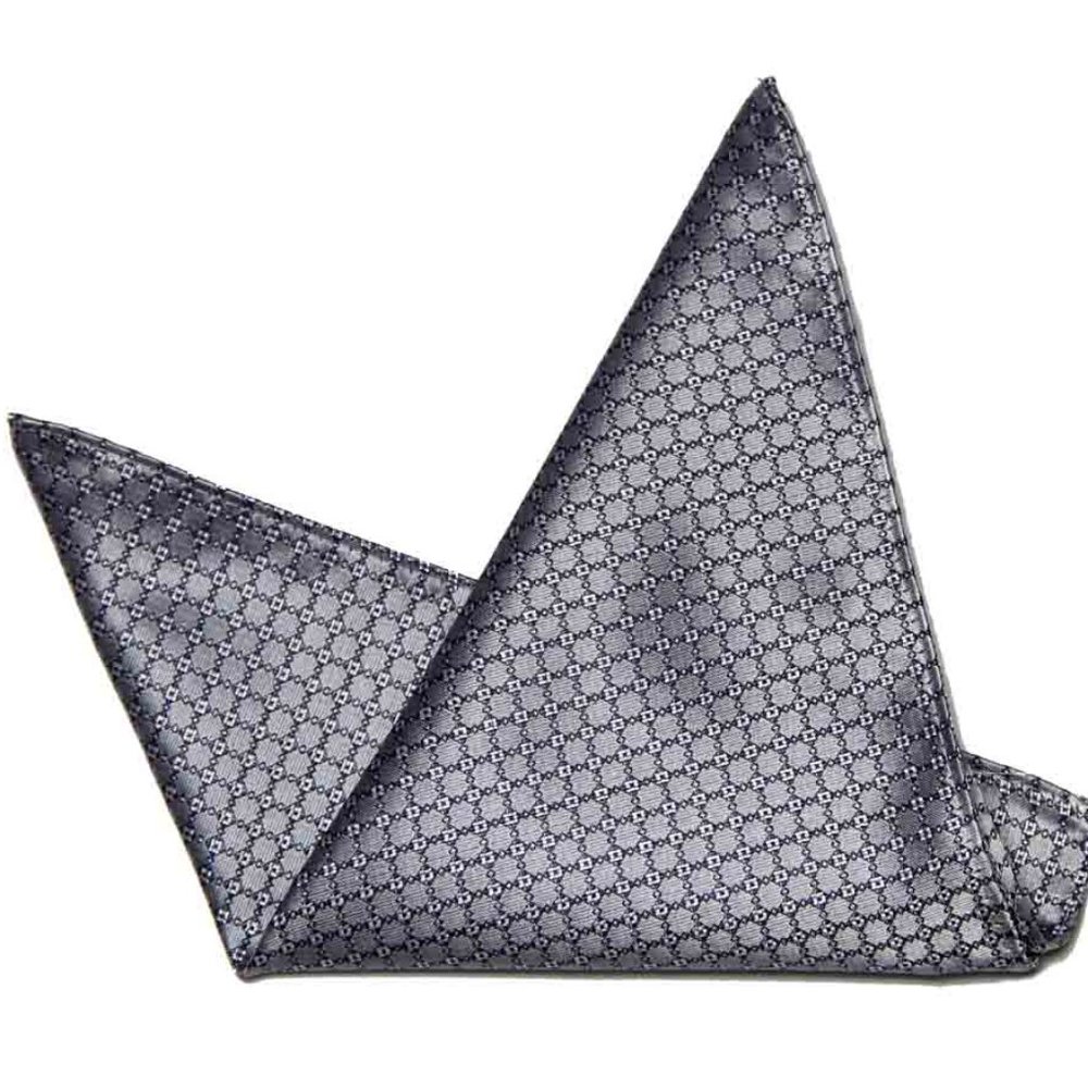 Eksel Pocket Square Gray Geometric Silk Blend Men's